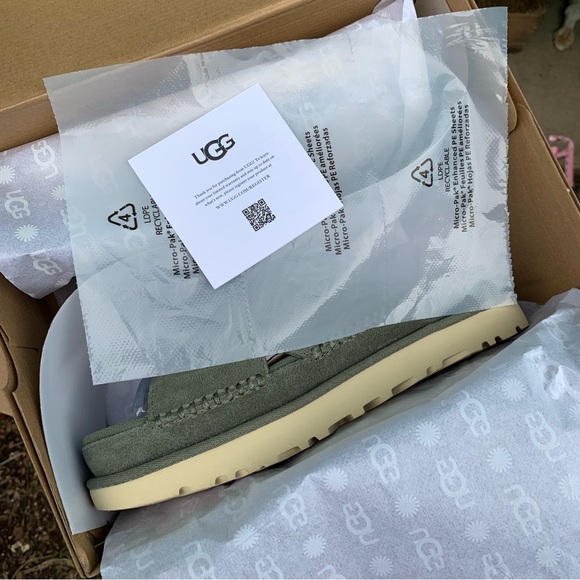 UGG Sandals Goldenstar Cross Platform Slide Moss Green Suede Leather - Picture 16 of 16